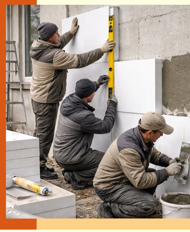 Утепление пенопластом наружных стен и фасадов в Казани